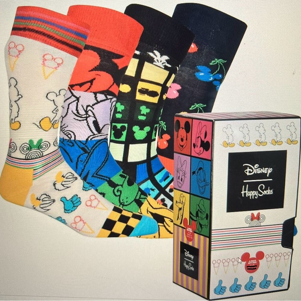 NIB W 5.5-9.5 Happy Socks Disney Mickey and Friends Happy Socks Box Set - Sm/Med